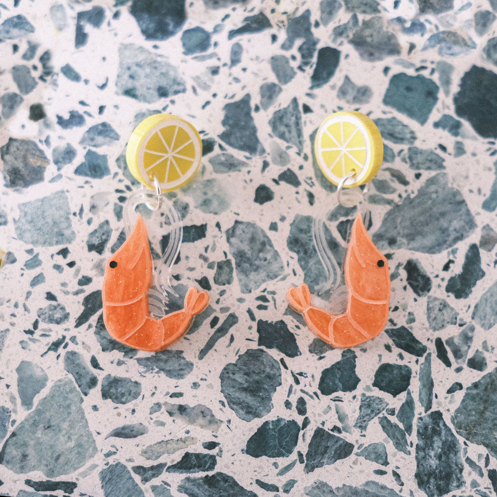 Prawn and Lemon Earrings - Midi
